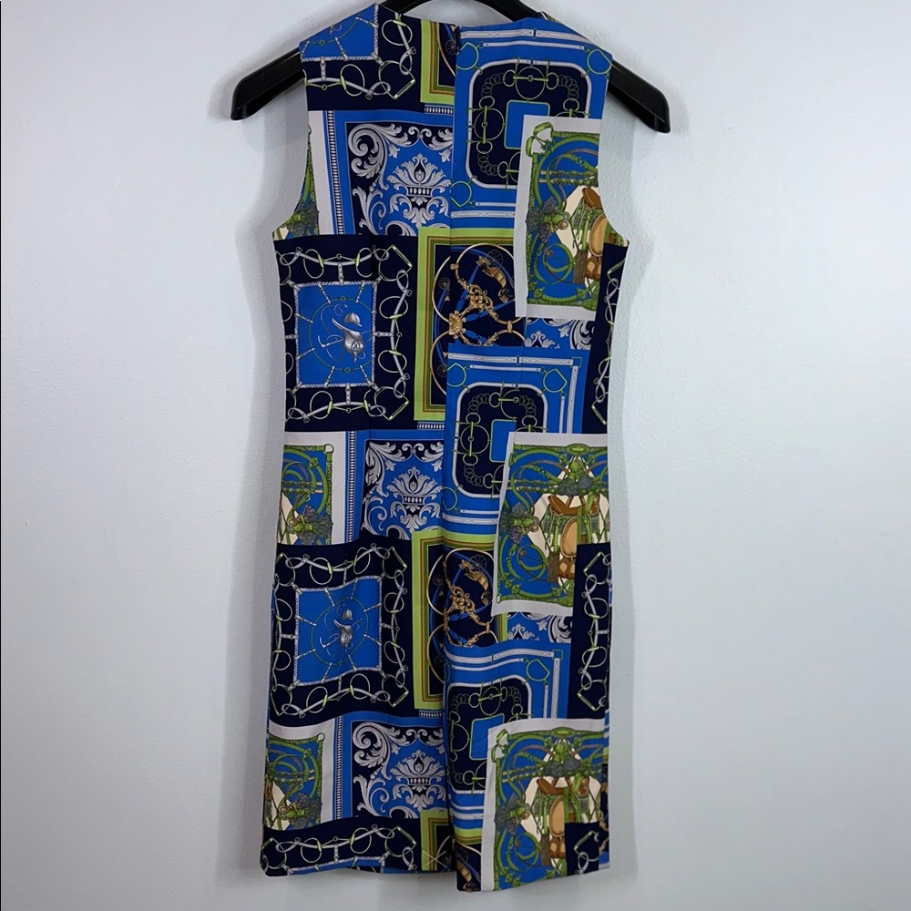 J. McLaughlin Belinda heraldic equestrian patchwork print sleeveless dress 6 - Picture 5 of 6